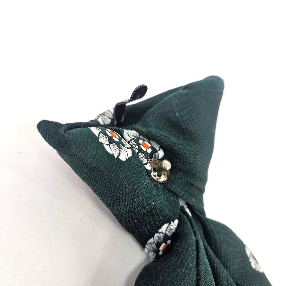 Vintage 70s‎ Disco Monsieur Cravat Tie Dark Green Floral Polyester Clip On USA